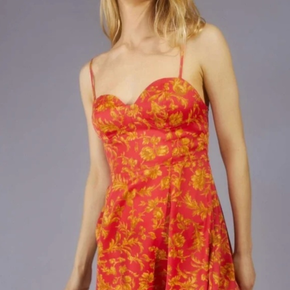 UO Lightweight Bustier Mini Dress Sweetheart Red Small S - Picture 3 of 6